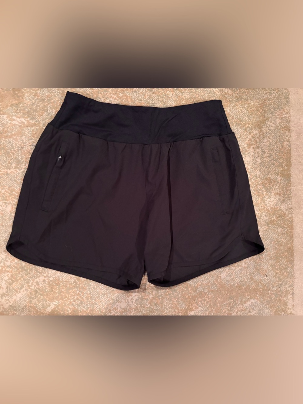 Libin Women’s Black Running Shorts Size Medium Built in Brief liner Zip pocket